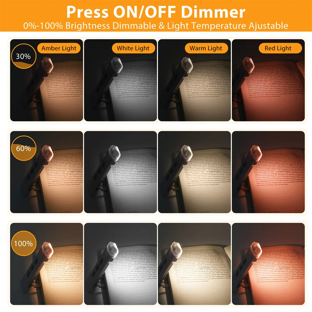 Clip-On Bookmark Book Light with Timer USB Rechargeable Reading Light Mini Led Read Light Portable Bedside Desk Light Read Lamp