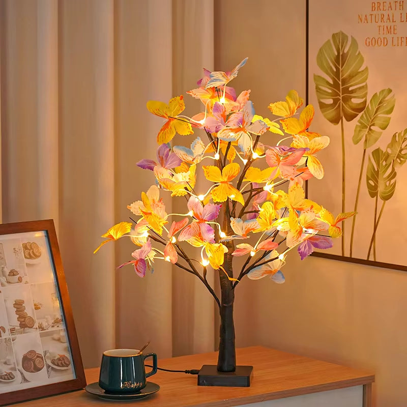 Tabletop Bonsai Tree Lights, Butterfly Tree Lamp, DIY Decorative LED Night Light,For Gift Party Holiday Camping Summer Home Deco
