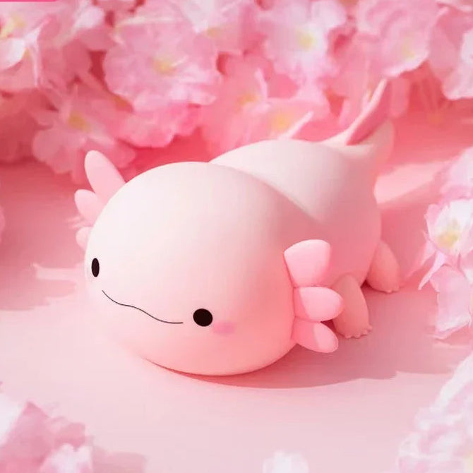 Cute Axolotl Night Light Silicone Nursery Sleeping Lamp Touch Control Nightlights USB Rechargeable Table Lamp for Baby Child